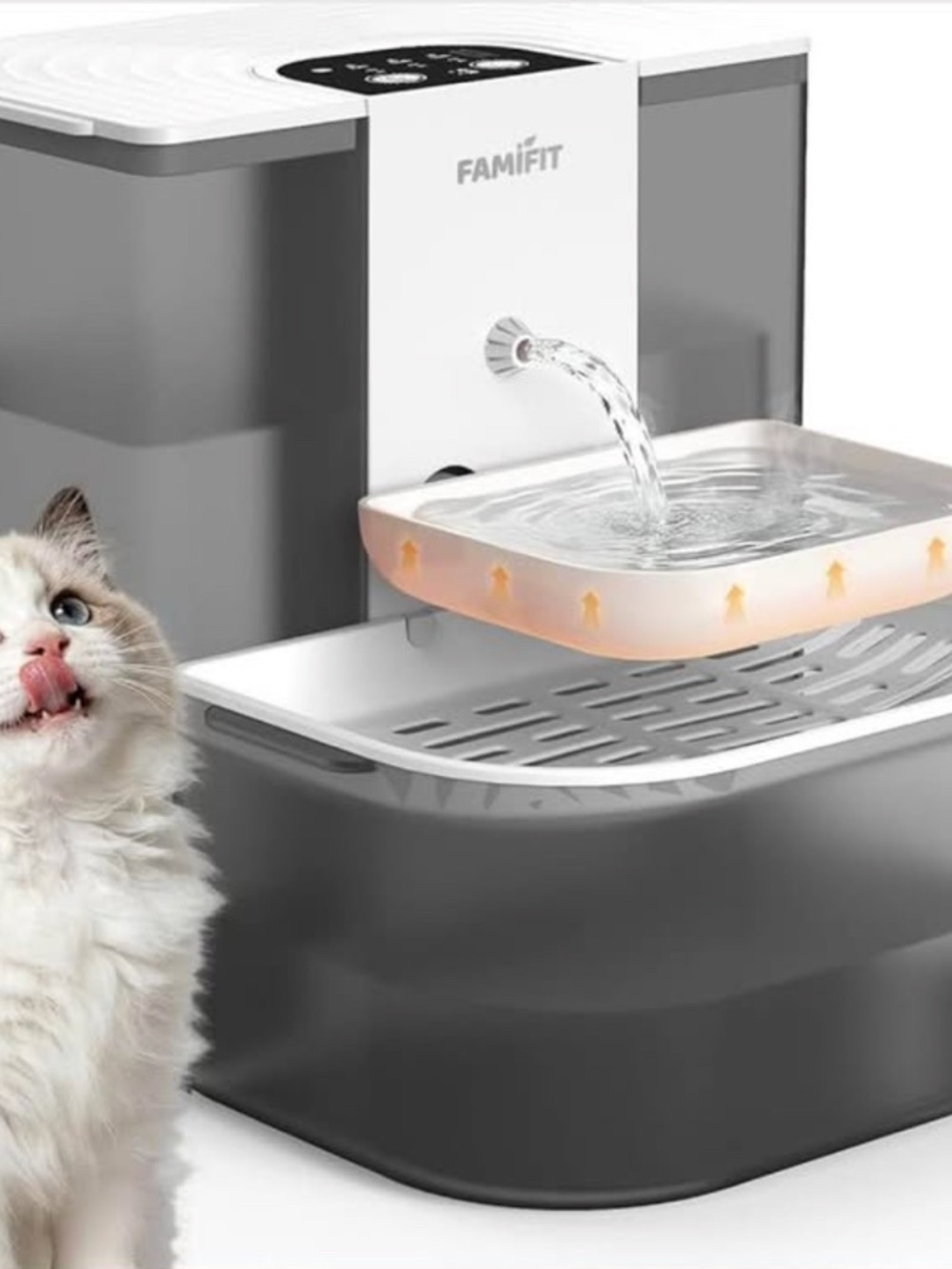 Gray & White Automatic Cat Water Fountain
